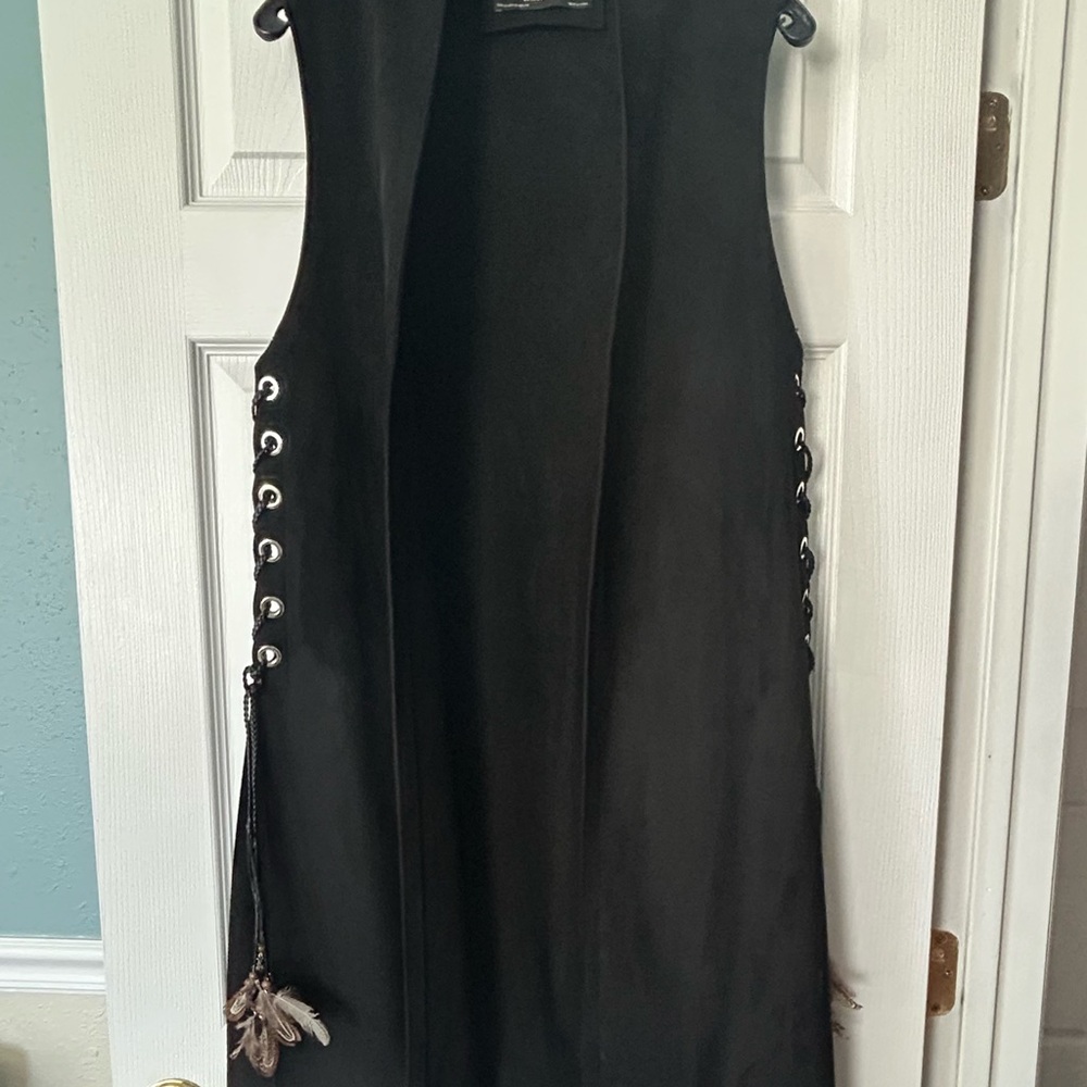Zara Black Basic Microfiber Duster Vest